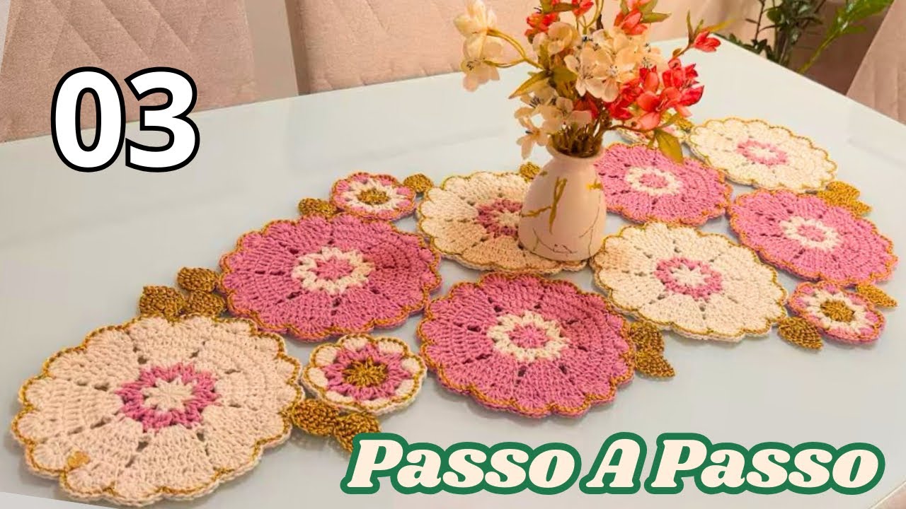 Trilho de mesa primavera em crochê | Passo a passo do zero. Fácil para iniciantes do crochet