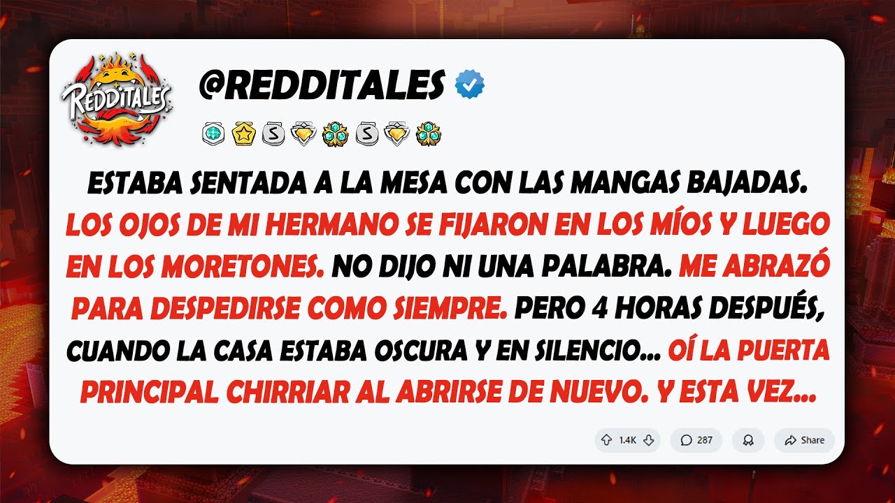 Estaba sentada a la mesa con las mangas bajadas. Los ojos de mi hermano se fijaron en los míos y...