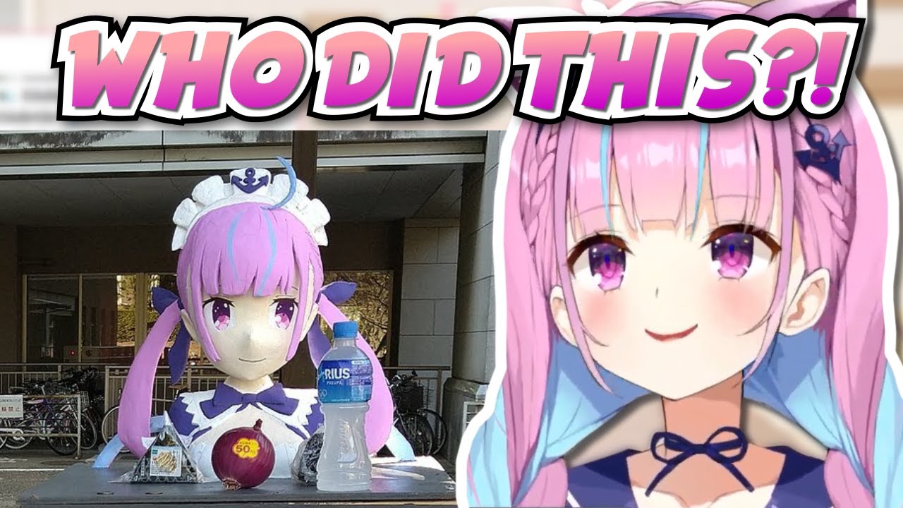 Aqua turns into a statue IRL, gets offerings of onions and money