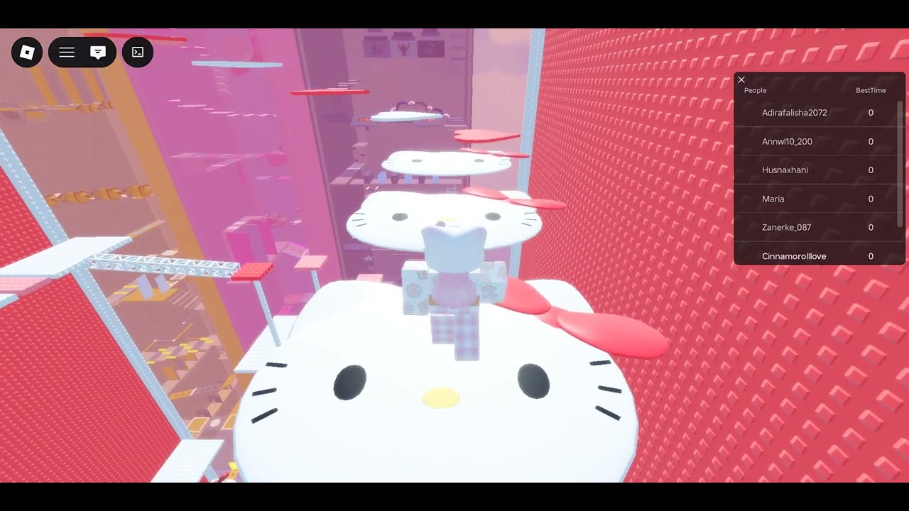 playing hello kitty and kuromi tower