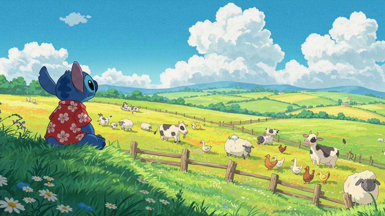 Stitch at the Countryside Farm 🌿 Relaxing Lofi Beats to Study, Chill, and Enjoy Nature’s Calm 🐑