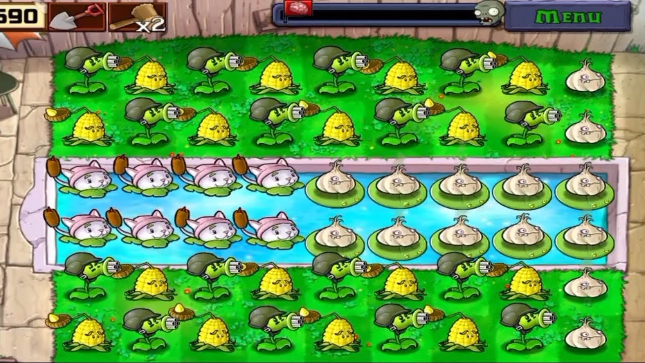 Gatling pea vs all zombies army