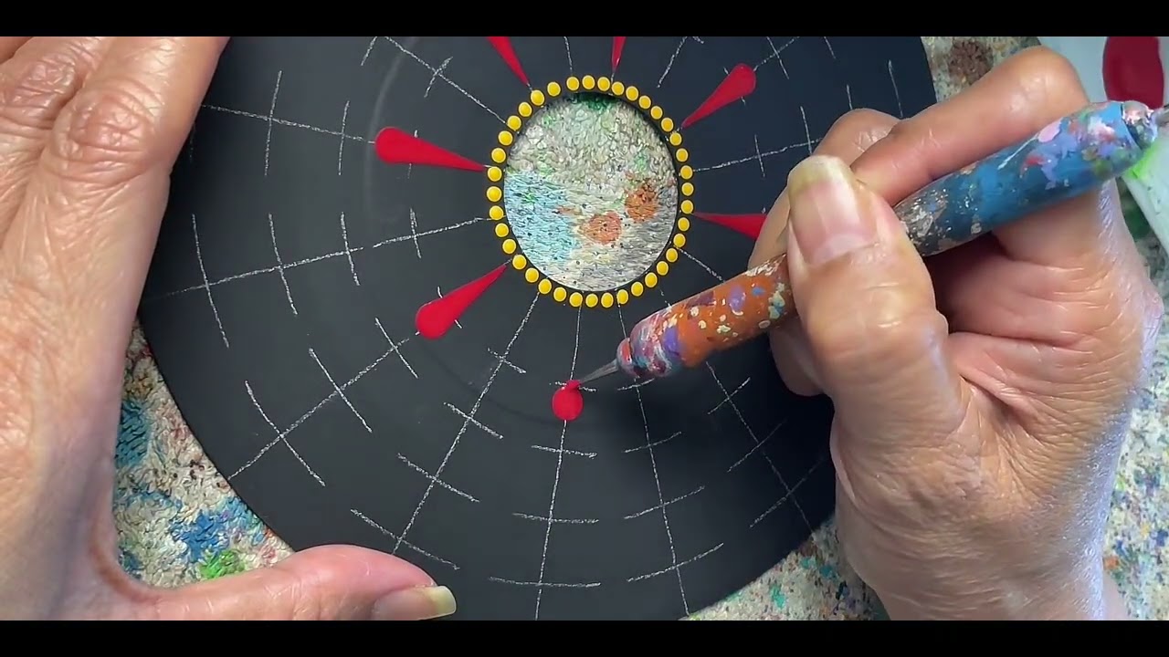 Relaxing Dot Mandala Tutorial on Upcycled 45 Vinyl Record (Series #2, 2025)