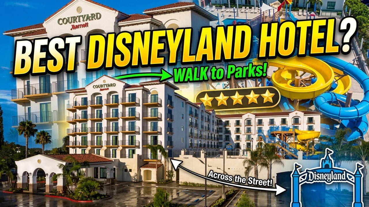 We Found The BEST Hotel Near Disneyland California! Courtyard Anaheim Theme Park Entrance