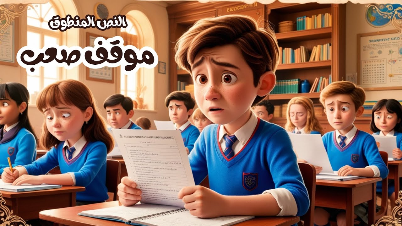 نص فهم المنطوق - موقف صعب - للسنة الخامسة ابتدائي