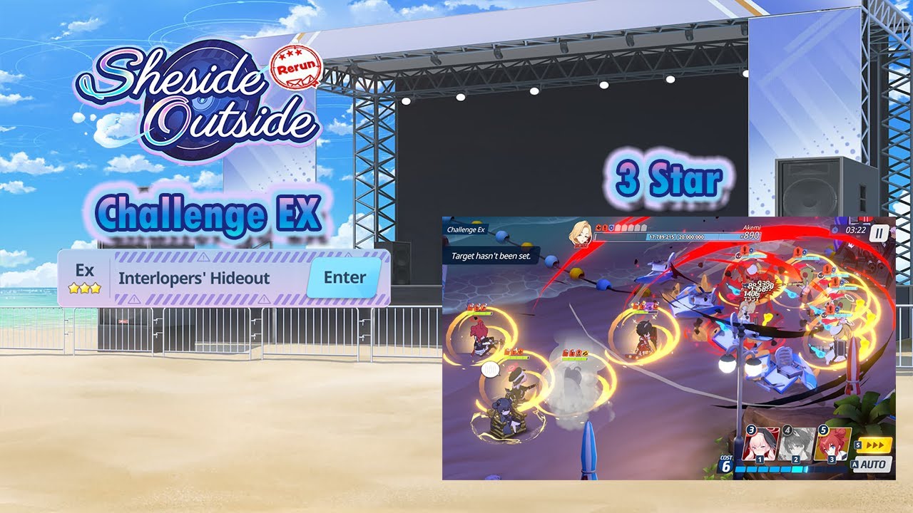 Blue Archive Global - Sheside Outside Rerun Challenge EX (3 Star Clear)
