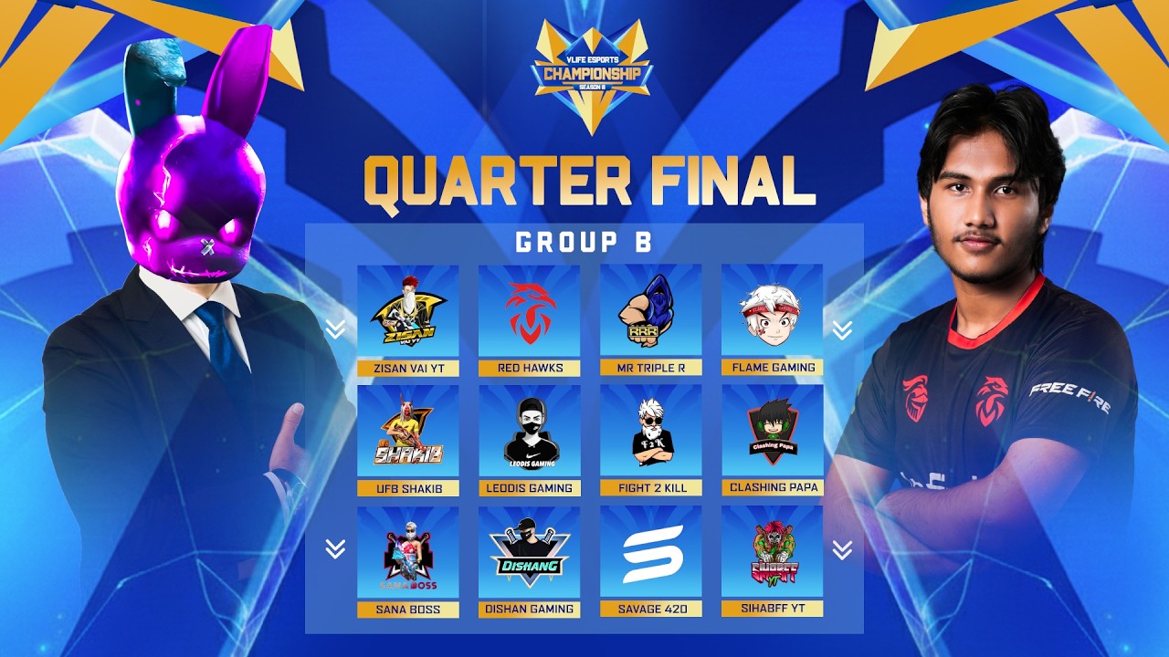 [🔴LIVE] VLIFE ESPORTS CHAMPIONSHIP SEASON-08 | QUARTER FINAL G-B | FREEFIRE @RedHawksOfficials