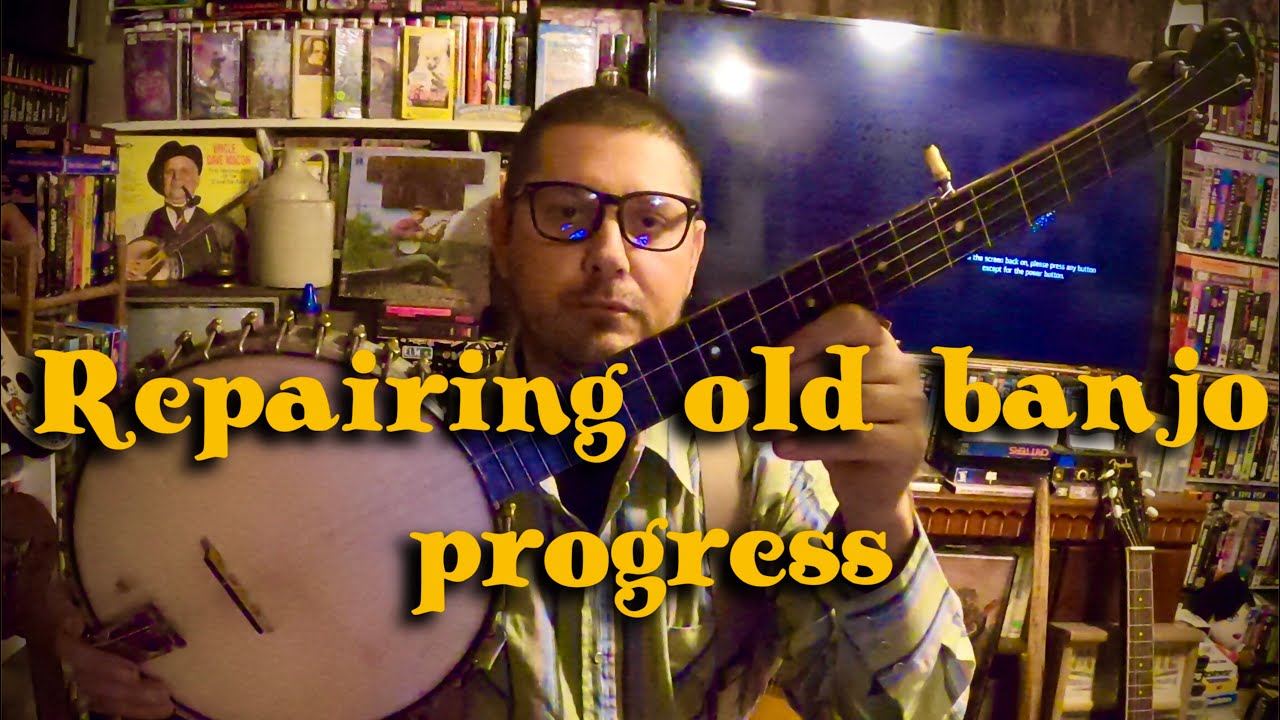 Restoring old, possibly Buckbee banjo. Adjusted neck angle and put new head and strings on it