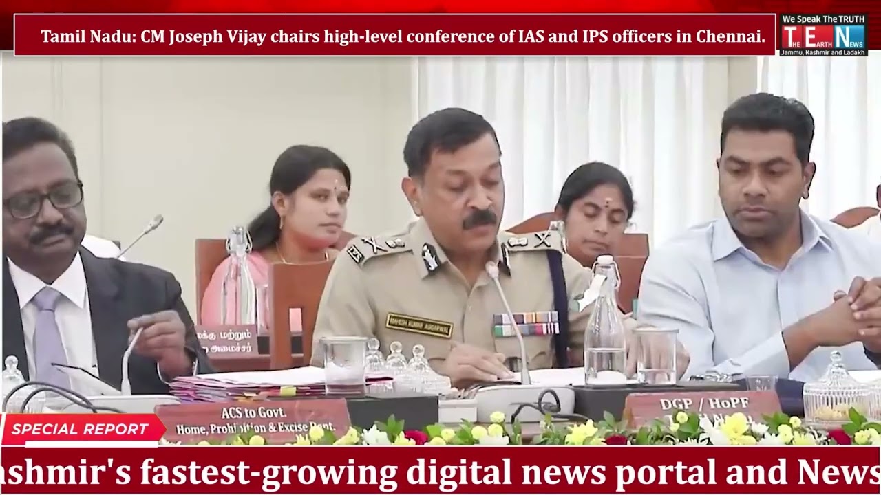 Tamil Nadu: CM C Joseph Vijay chairs high-level conference of IAS and IPS officers in Chennai.