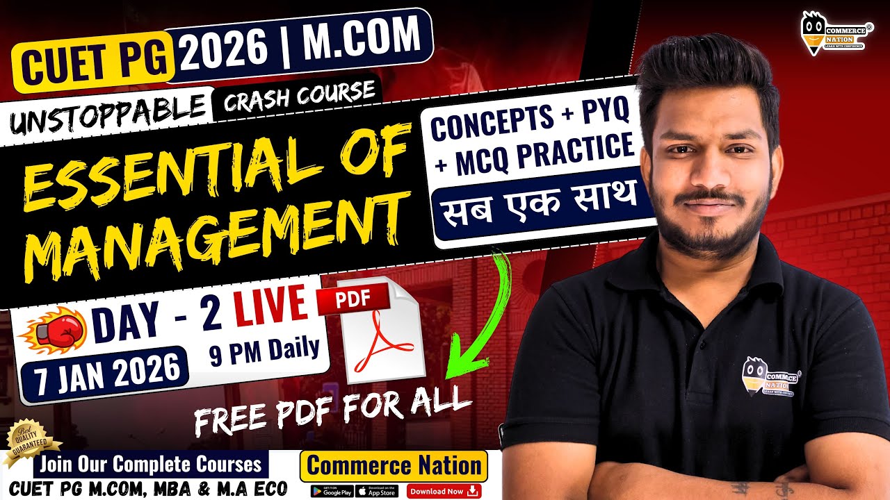 Essential of Management | CUET PG M.COM 2026|  | Live Class - 2 Concept + MCQ + PYQ | cuetpg2026