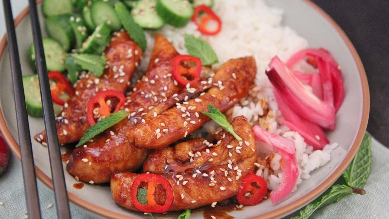 Chili Honey Chicken with Sushi Rice