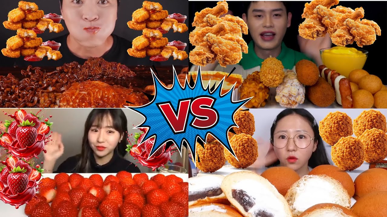 Spicy Chicken 🍗 VS Sweet Desserts 🍓 | Ultimate Mukbang Food Battle ASMR