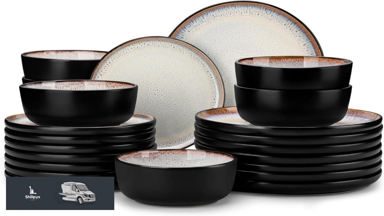 vancasso Plates and Bowls Sets 24 Pieces Stoneware Dinnerware Sets for 8