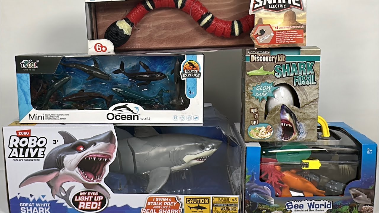 ASMR Sharks, Fish & Sea Creatures Toy Unboxing  ZURU Robo Alive Shark + Mystery Fossil Egg