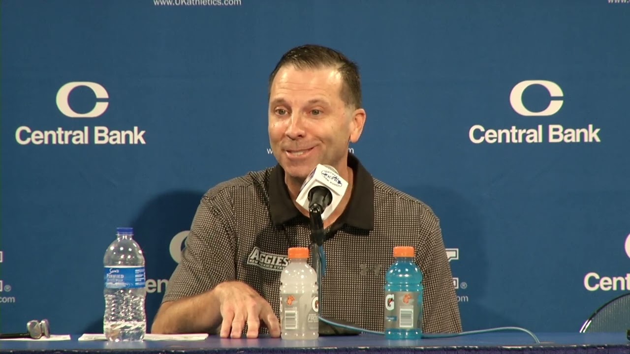 New Mexico State Aggies MBB Coach Jason Hooten Postgame vs Kentucky