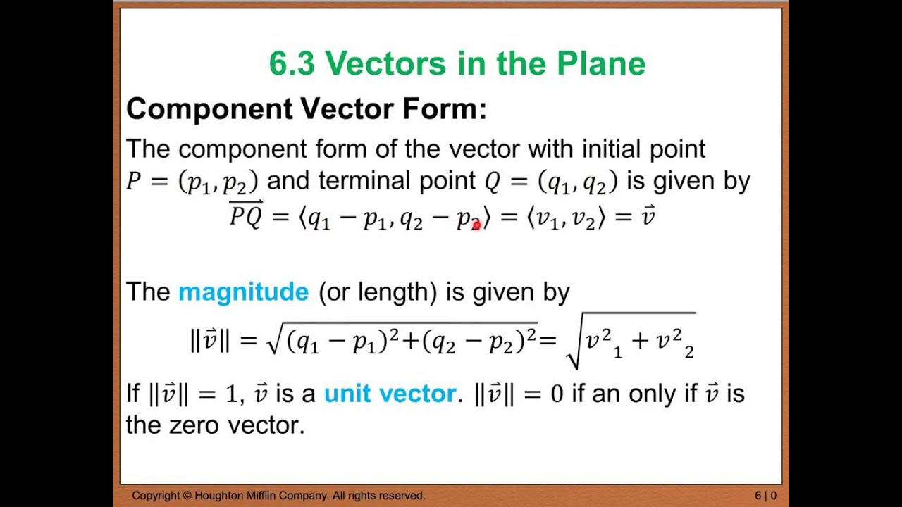 Precalc 6.3 Vectors in the Plane - Part 1