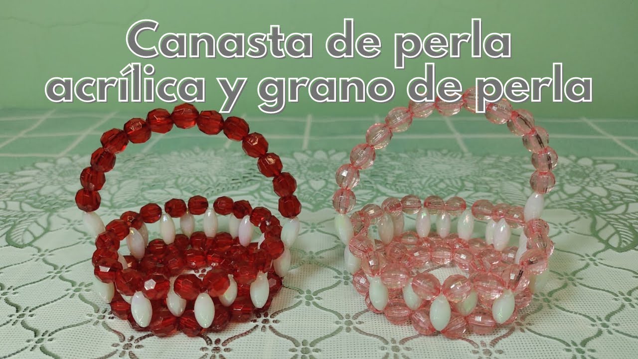 Canasta o cesta elaborada con perlas y grano de perla, bonitas y útiles!♥