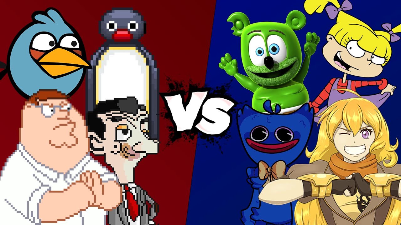 MUGEN Battle - Peter Griffin/Pingu/Mr Bean/Blue Bird vs Yang Xiao Long/Angelica/Gummibar/Huggy Wuggy