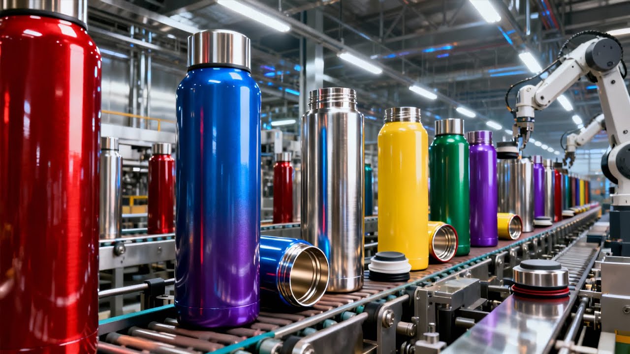 Inside the Thermos Vacuum Flask Factory - How Creates 24h Heat Retention Bottles (Full Process)