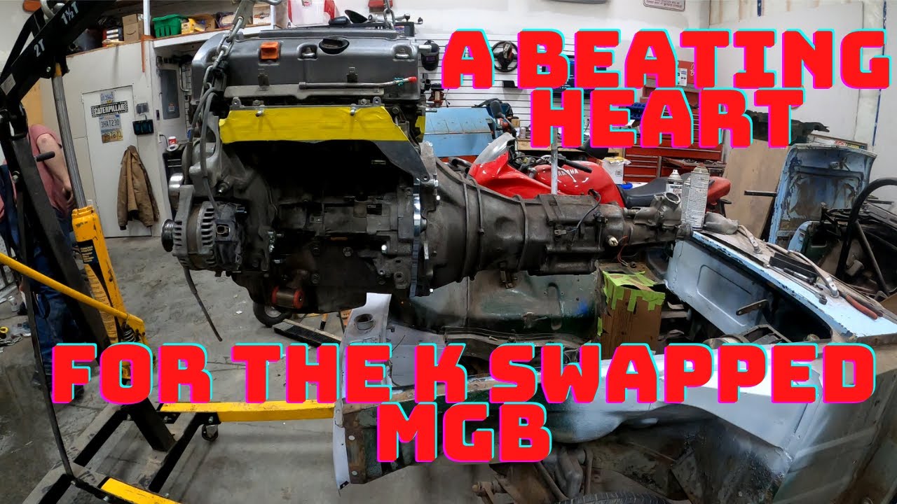 The K24 MGB finally has a running engine!!! #mgb #k24z3 #k24 #restomod