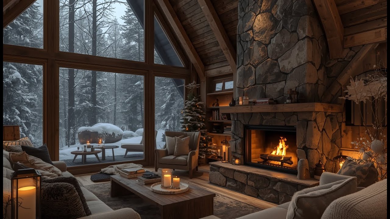 Cozy Forest Cabin Fireplace 🔥❄️ | 1 Hour of Deep Relaxation