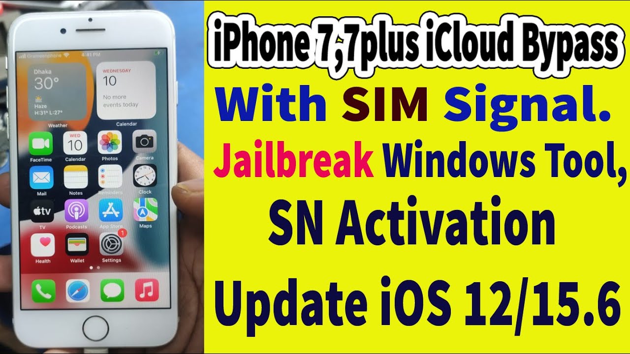 iPhone 7 / 7plus iCloud Bypass With Sim | Jailbreak Windows Tool | SN Activation Update iOS 15.6 ,16