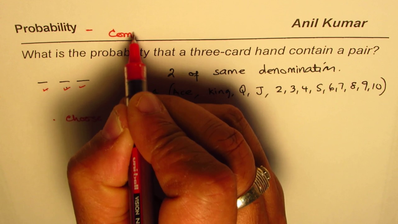 What is the probability that a 3 Card Hand will have a Pair
