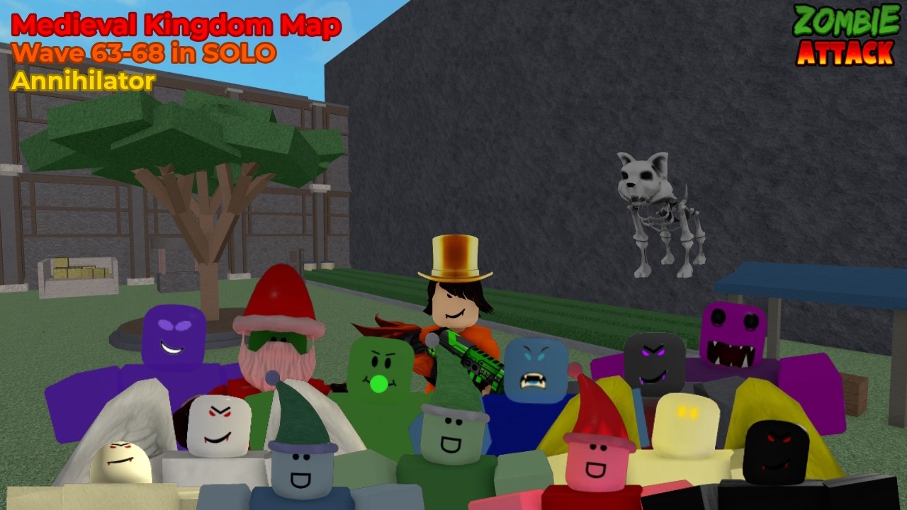 Medieval Kingdom Map + Wave 63-68 in SOLO + Annihilator - Roblox Zombie Attack
