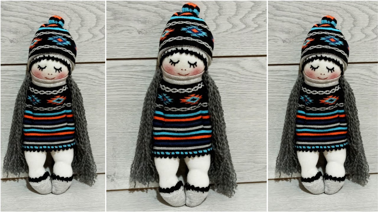 ÇORAPTAN BASİT OYUNCAK BEBEK YAPIMI- (SADECE EL DİKİŞİ İLE) -MAKING SIMPLE BABY FROM SOCKS