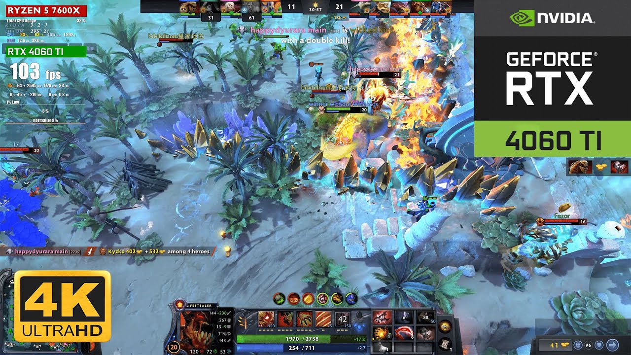 Dota 2 : RTX 4060 Ti | Ultra Graphics 4K UHD