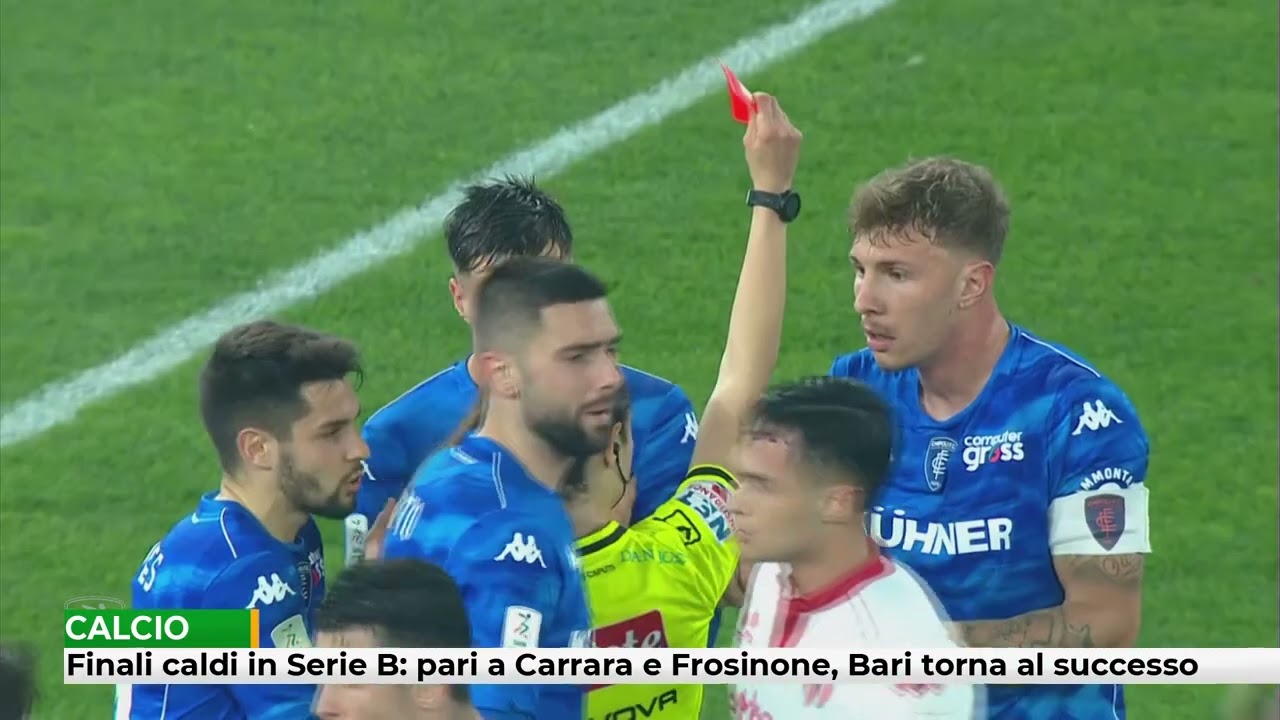 Finali caldi in Serie B: pari a Carrara e Frosinone, Bari torna al successo