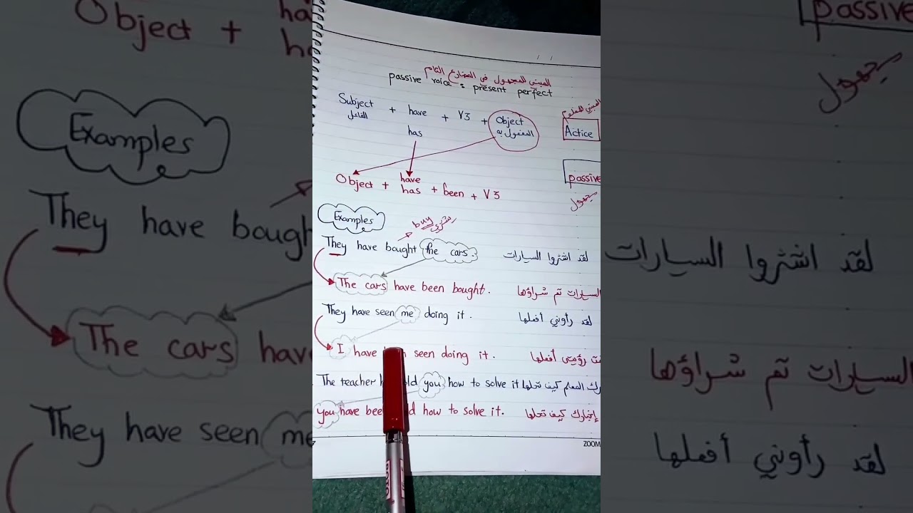 #passivevoice #presentperfect تحويل جملة المضارع التام من مبني للمعلوم إلى مبني للمجهول