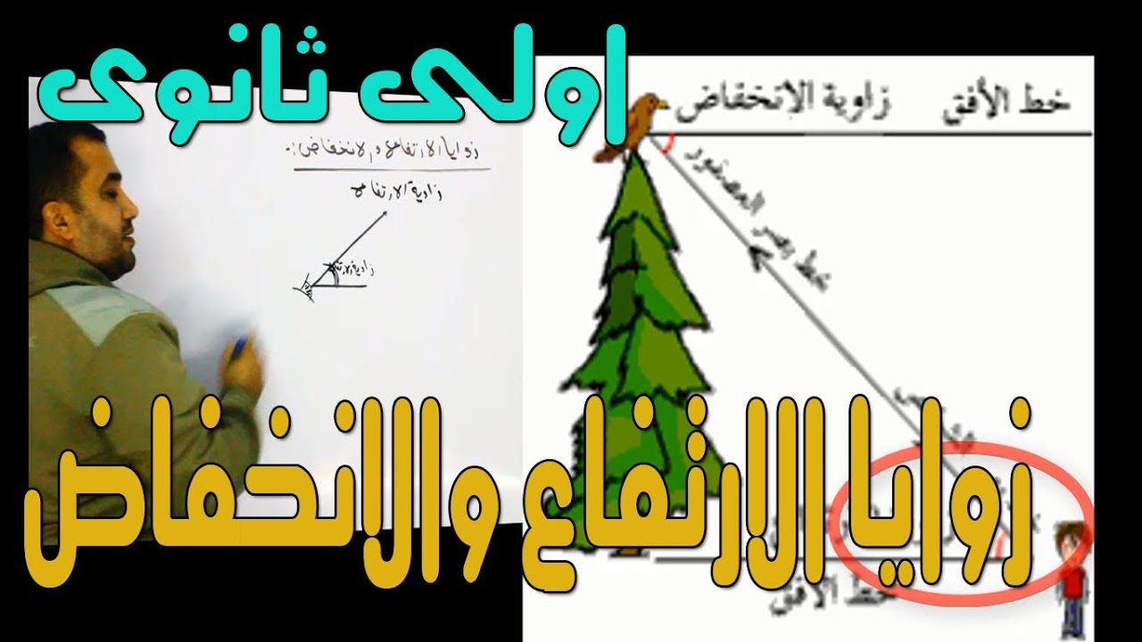 زوايا الارتفاع والانخفاض حســـــــــــاب مثلثات اولى ثانوى ترم ثانى الدرس الرابع