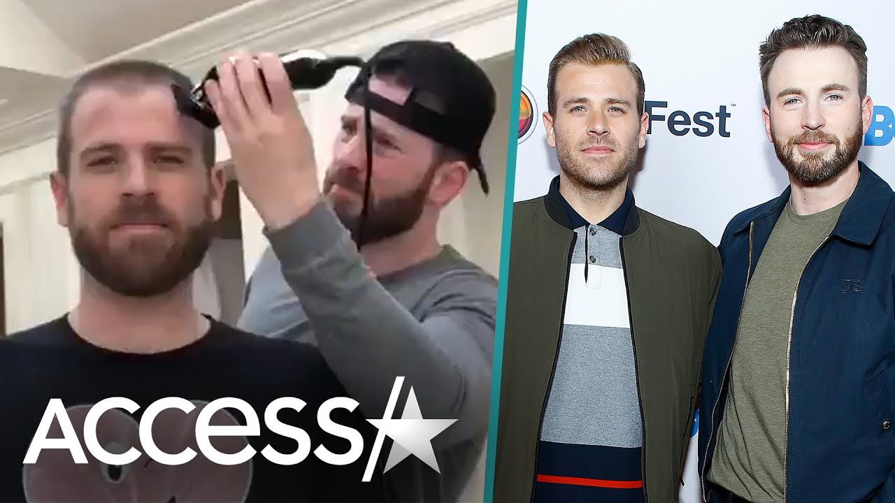 Chris Evans Cuts Little Brother Scott's Hair During Quarantine