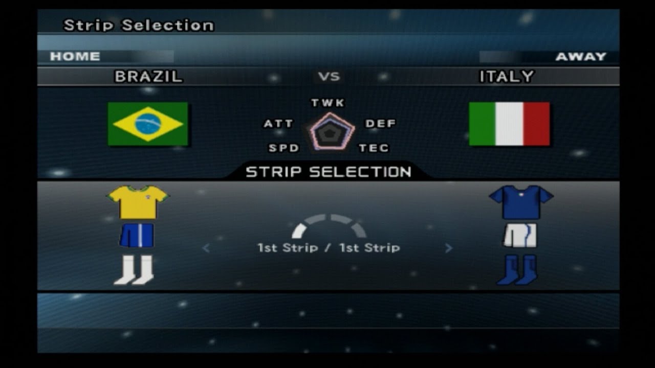 Winning Eleven 2008 Brazil vs Italy 1 : 1 to the penalties