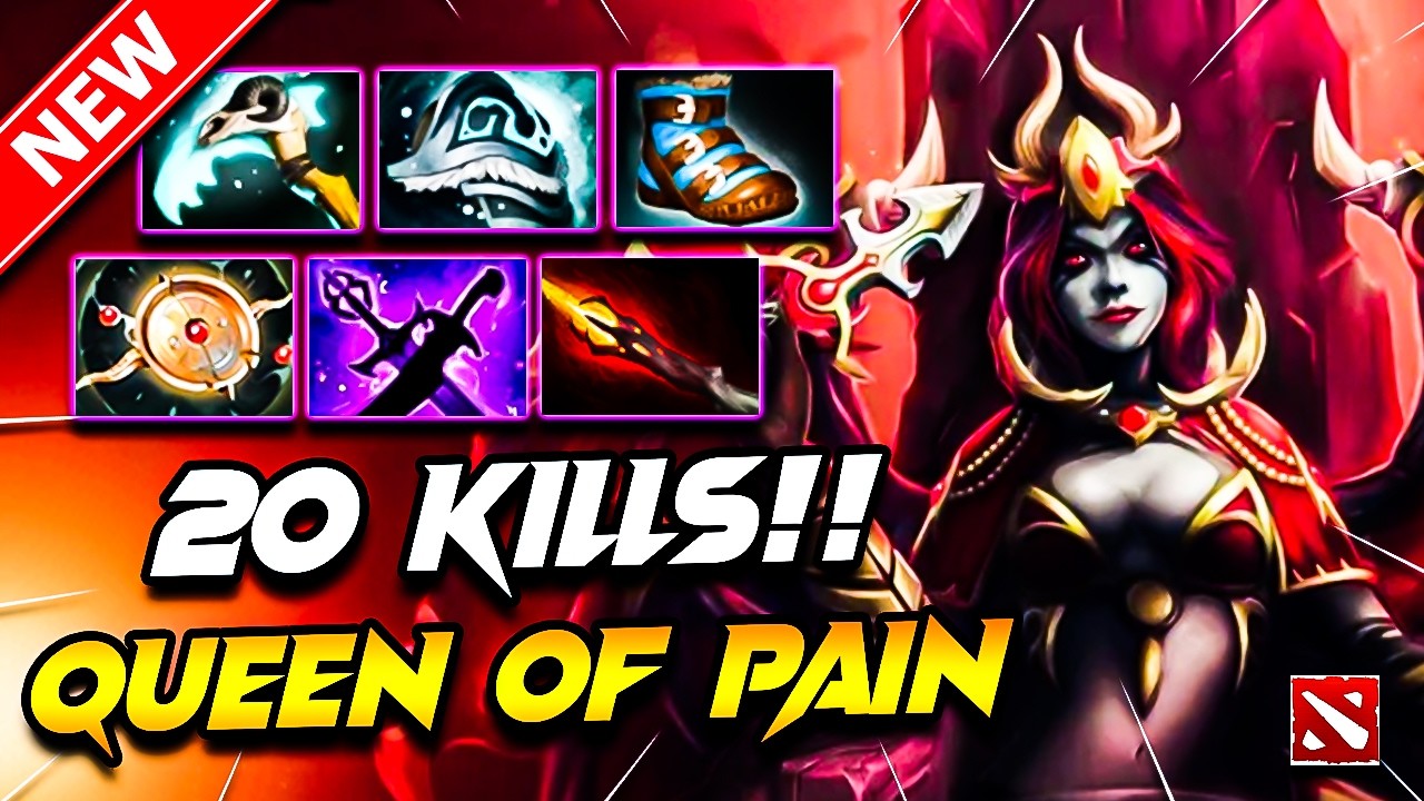 Dota 2 QUEEN OF PAIN Gameplay | x20 Kills!! Queen of Pain DOTA 2 Carry Build Pro Gameplay 7.40