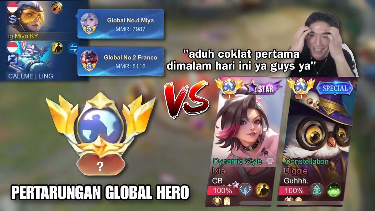 REAKSI TOP GLOBAL IXIA KETEMU TOP GLOBAL MIYA & FRANCO !! MATCH SERU GLOBAL HERO