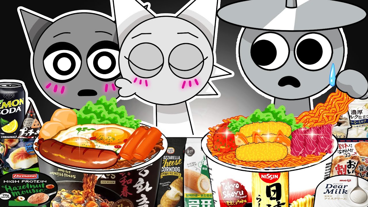 Wenda x Gray x Clurk Eating Black White Convenience Store Food | ASMR MUKBANG