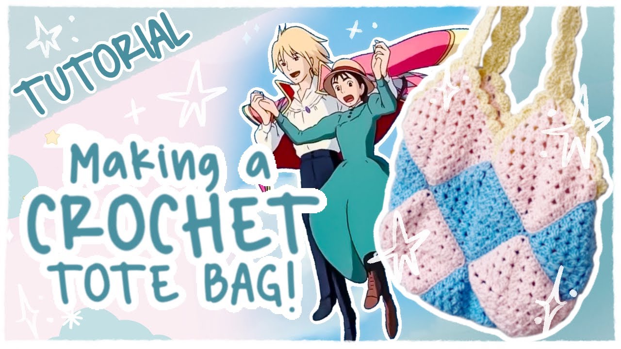 Making a CROCHET TOTE BAG inspired by HOWL’s MOVING CASTLE! | Crochet Tutorial | Left Handed