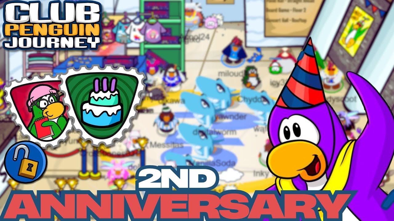 WALKTHROUGH 2ND ANNIVERSARY - TRIVIA AND FREE ITEMS |  Club Penguin Journey