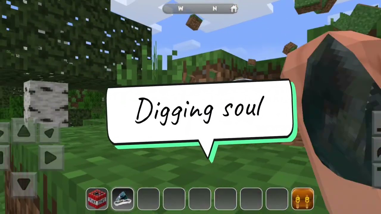 Minecraft game soul digging and fly sky.
