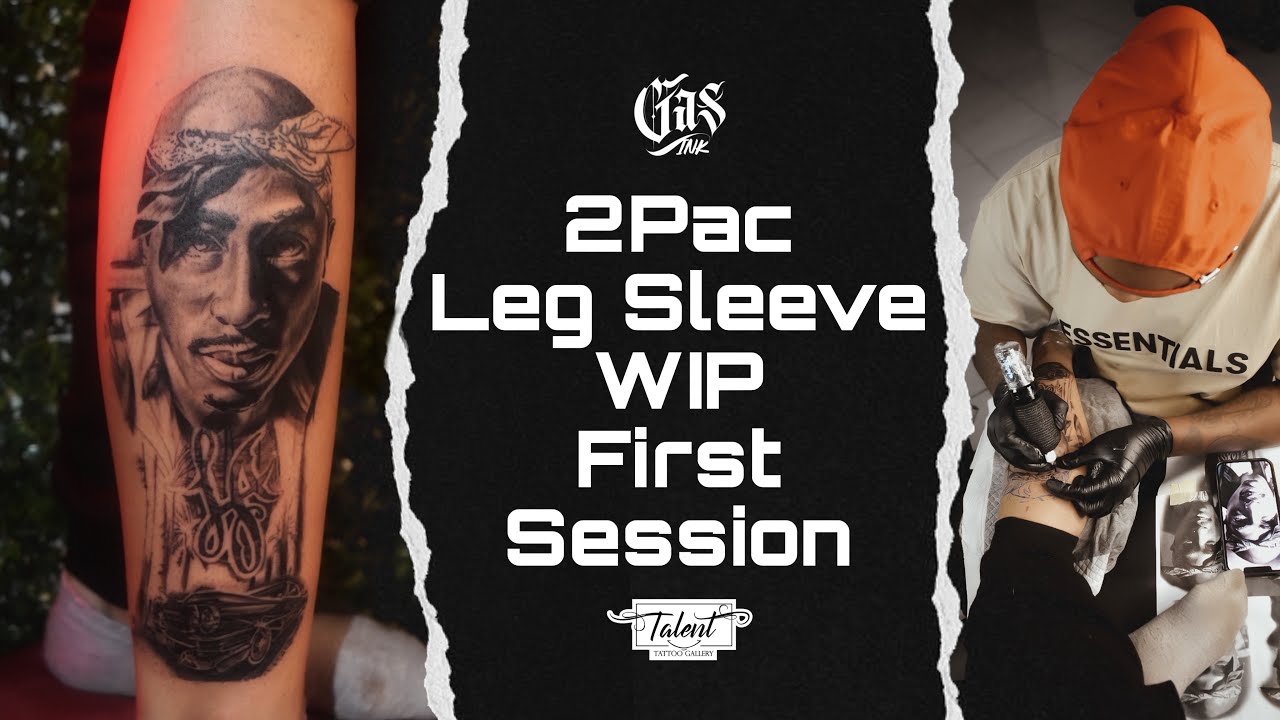 2Pac Portrait | Black & Grey Realism WIP | TALENT TATTOO GALLERY