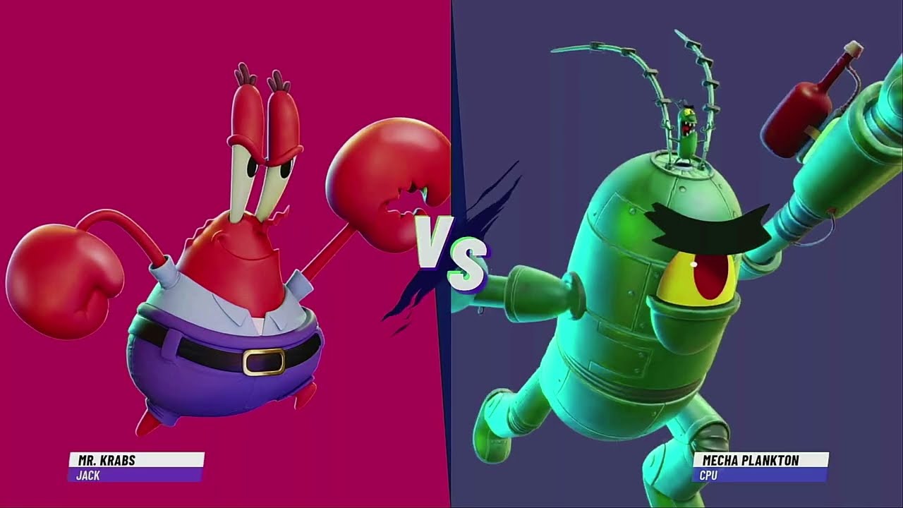 Nickelodeon All Star Brawl 2 Mr. Krabs VS Plankton