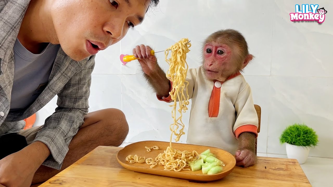 Smart Lily helps dad buy noodles for lunch