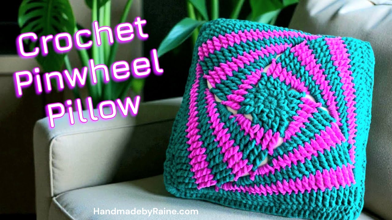 How to crochet Pinwheel Pillow 💖