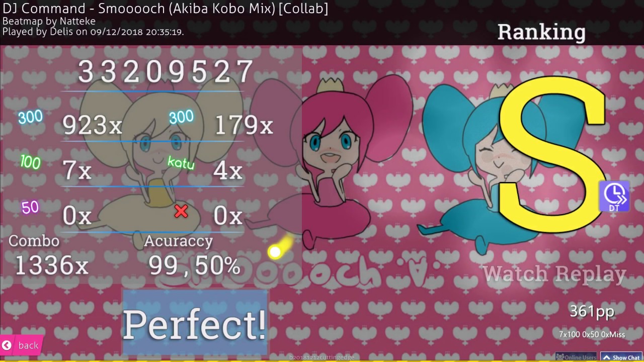osu! | Delis | DJ Command - Smooooch (Akiba Kobo Mix) [Collab] +DT 99.50% FC 361pp