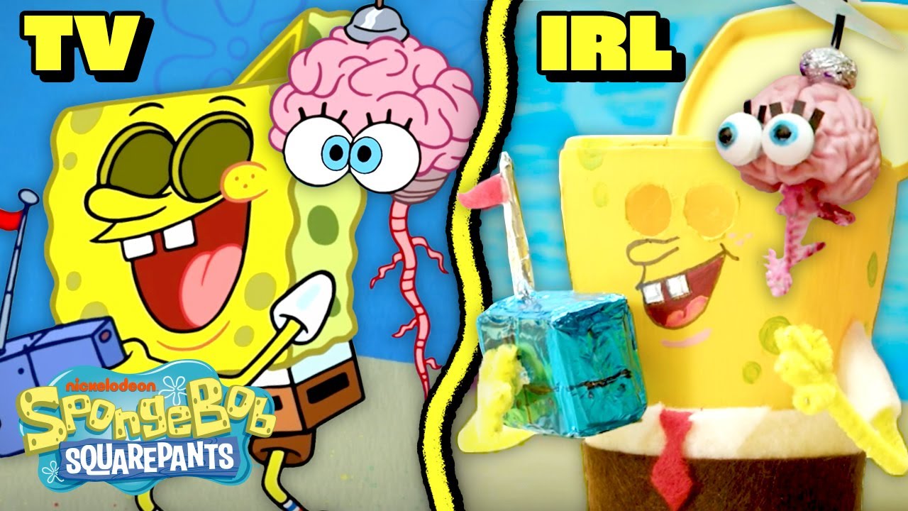 SpongeBob and Patrick Fly Their Brains Around Bikini Bottom... IRL! 🧠 | 
