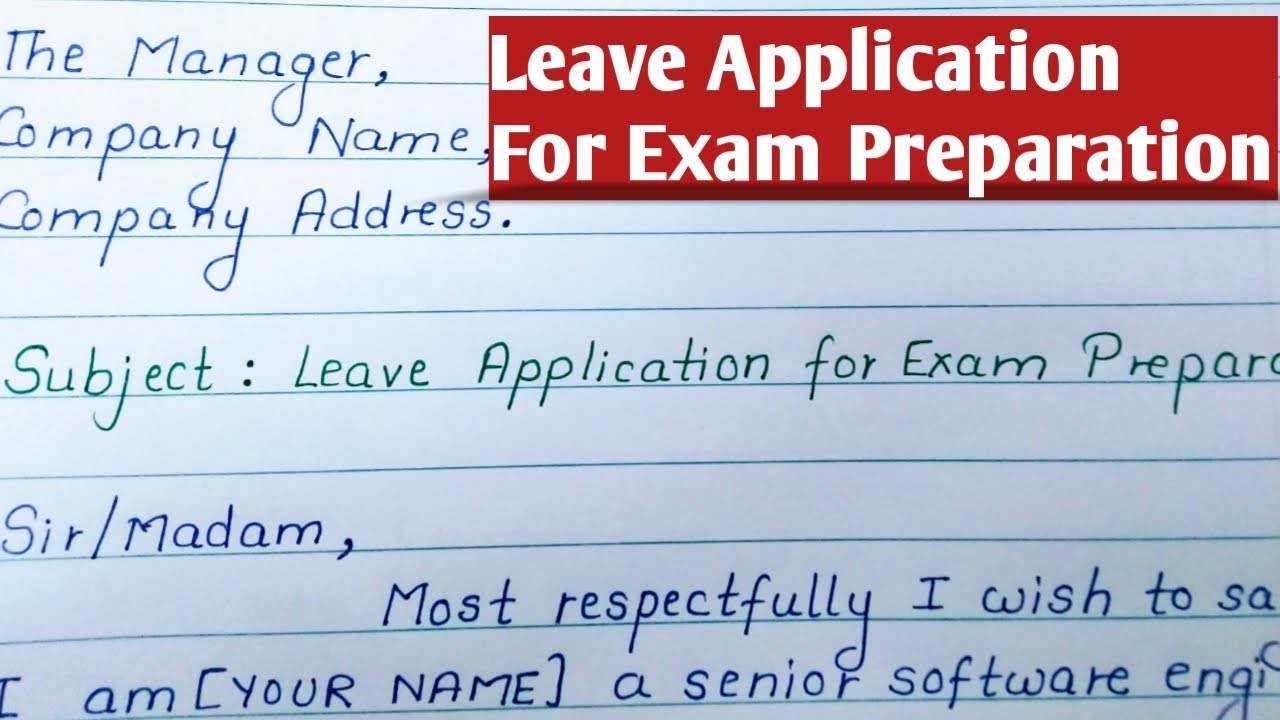 Leave Application in English | Leave Application for Exam Preparation | Beautiful Handwriting