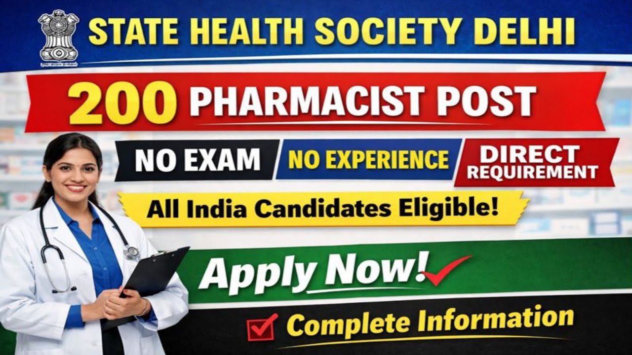 Delhi Govt Pharmacist Vacancy 2026 | Apply Online | 200 Posts | NHM Dehli Pharmacist Vacancy 2026