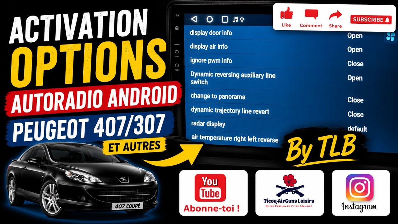 Activation Options Autoradio Android Peugeot 407/307 et autres By TLB